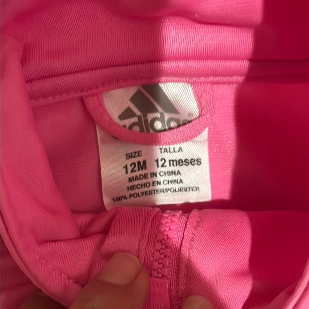 Adidas Kids' Pink and White Tracksuit